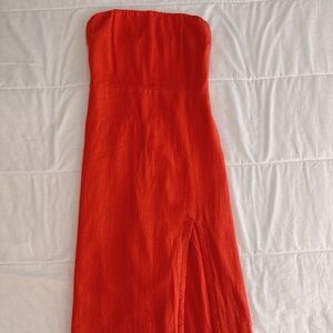 SNDYS Orange Strapless Dress